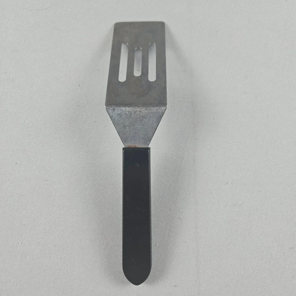 Vintage Pampered Chef Stainless Steel Slotted Turner Spatula Black Handle 8